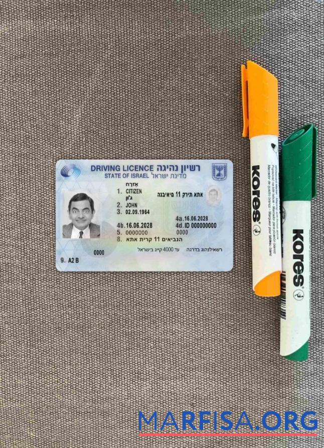 Realistic Israel driving license 2018 present photolook sample